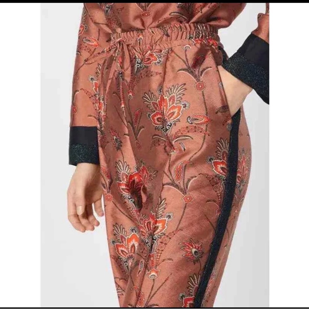 Scotch & Soda Floral Jacquard Track Pants in Rust and Black